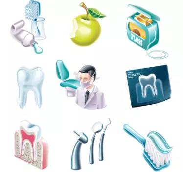 Sticker adhesivos iconos dental - TenVinilo