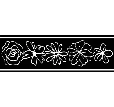Vinilo de flor Línea de flores monocolor - TenVinilo