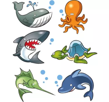 Sticker infantil animales oceánicos - TenVinilo