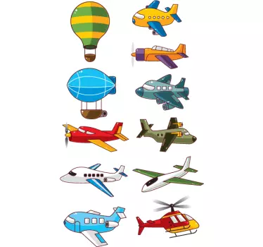 Vinilo infantil colección de aviones - TenVinilo