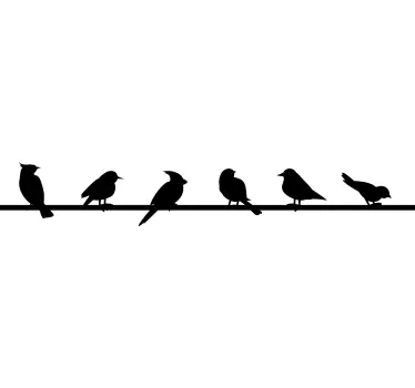 Cenefa decorativa Pájaros monocolor de pie en una línea - TenVinilo