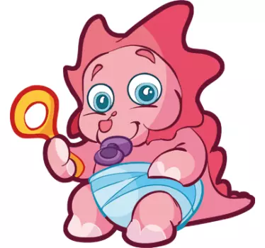 Vinilo infantil dinosaurio bebé rosa - TenVinilo