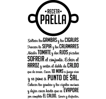 Vinilo decorativo receta paella - TenVinilo