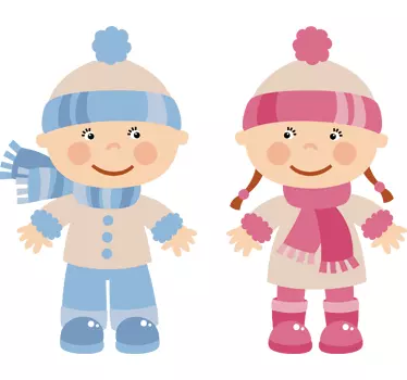 Vinilo infantil pareja bebés nieve - TenVinilo