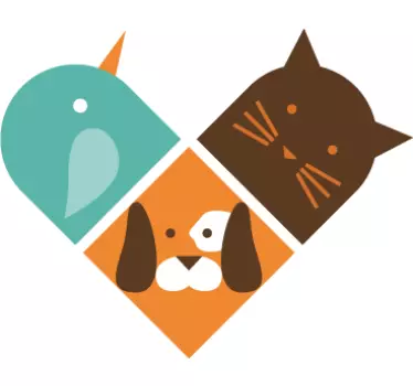 Vinilo decorativo trío animales corazón - TenVinilo