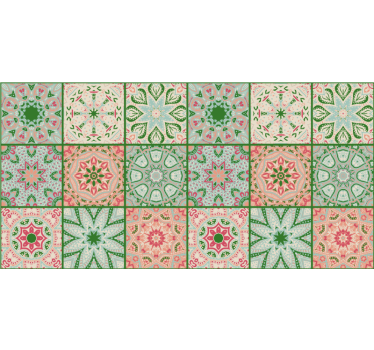 Vinilo mueble Azulejos de tonos azules y verdes como decoración c - TenVinilo