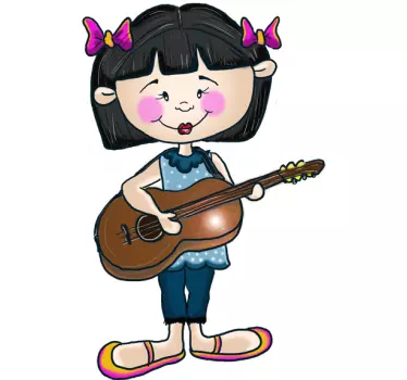 Vinilo infantil niña guitarrista - TenVinilo