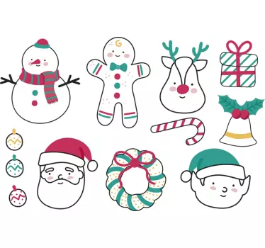 Sticker decoración elementos navidad - TenVinilo