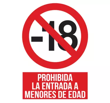 Vinilo cartel prohibida entrada menores - TenVinilo