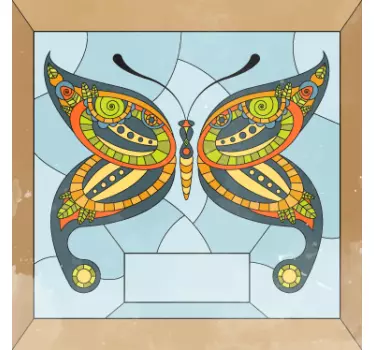 Vinilo decorativo mosaico vidriera mariposa - TenVinilo