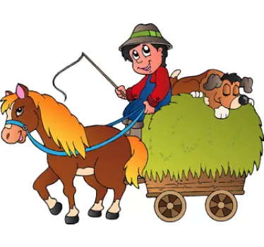 Vinilo infantil caballito con carrito - TenVinilo
