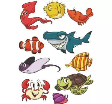Vinilo infantil set peces de mar - TenVinilo