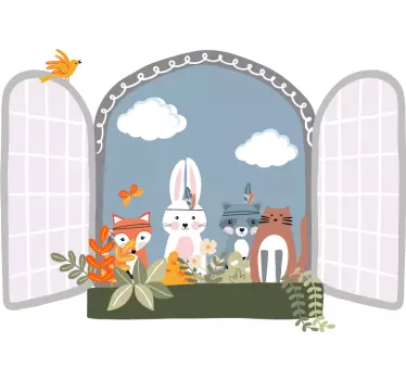 Vinilo infantil de ventana con animales - TenVinilo
