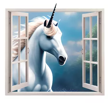 Vinilo adhesivo unicornio en la ventana - TenVinilo