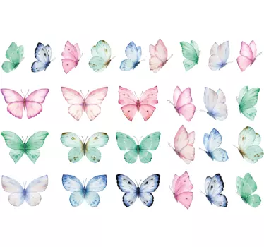Vinilo dormitorio infantil mariposa acuarela - TenVinilo