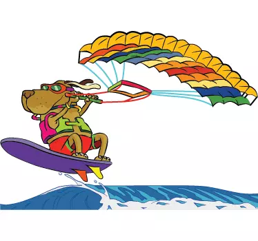 Adhesivo decorativo perro surfeando - TenVinilo