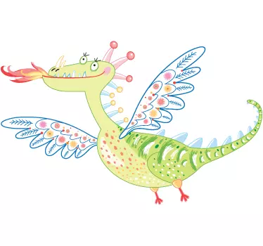 Adhesivo infantil bonito dragón - TenVinilo