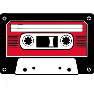 Pegatina cinta cassette roja y negra - TenVinilo