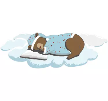 Pegatina infantil oso durmiendo en nube - TenVinilo
