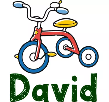 Pegatinas nombre personalizable triciclo - TenVinilo