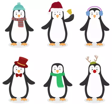 Sticker adhesivos pingüinos disfrazados - TenVinilo