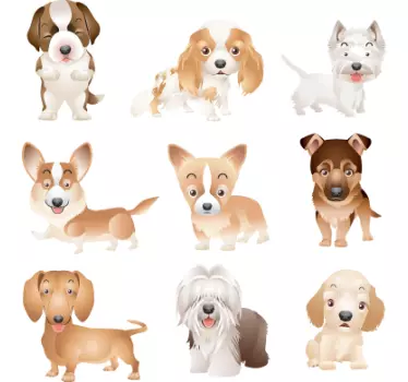 Sticker cachorros de perro cuatro - TenVinilo