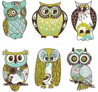 Sticker decorativo seis búhos - TenVinilo