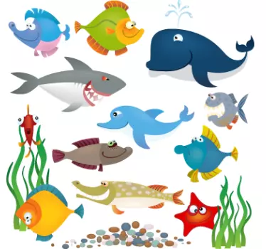 Sticker infantil animales acuáticos - TenVinilo