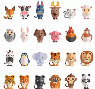 Sticker infantil colección diversos animales - TenVinilo