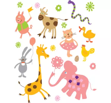 Sticker infantil dibujos de animales - TenVinilo
