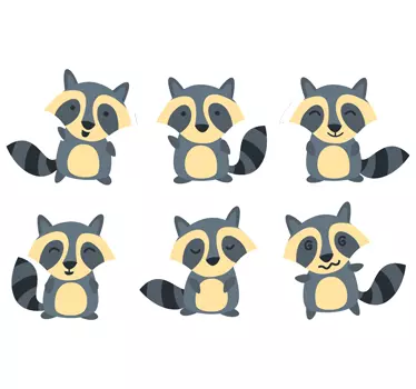 Sticker infantil dibujos de mapaches - TenVinilo