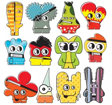 Sticker infantil monstruos varios - TenVinilo