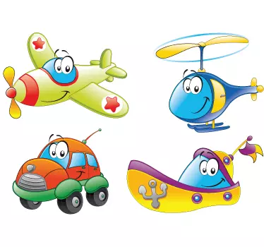 Sticker infantil personajes transporte - TenVinilo
