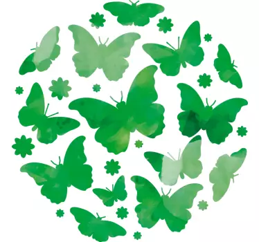 Vinilo decorativo de pared mariposas verdes - TenVinilo
