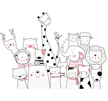 Vinilo habitación infantil dibujo minimalista de animales - TenVinilo