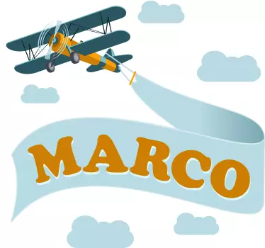 Vinilo decorativo aeroplano con nombre - TenVinilo