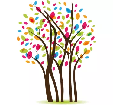 Vinilo decorativo arbol hojas de colores - TenVinilo