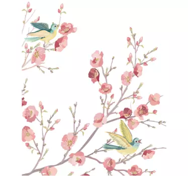 Vinilo para pared living aves acuarela - TenVinilo