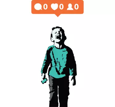 Vinilo decorativo Banksy niño no likes - TenVinilo