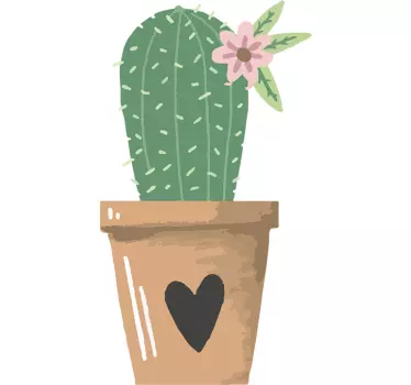 Vinilo decorativo cactus maceta corazón - TenVinilo