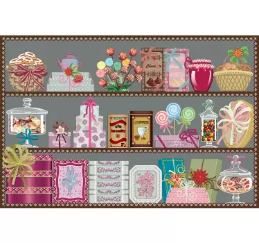 Vinilo decorativo estantería dulces - TenVinilo