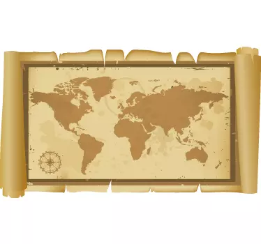 Vinilo decorativo mapa mundi pergamino - TenVinilo