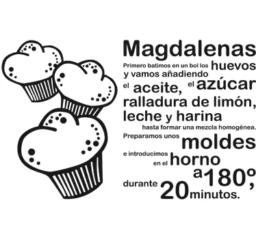 Vinilo decorativo receta magdalenas - TenVinilo