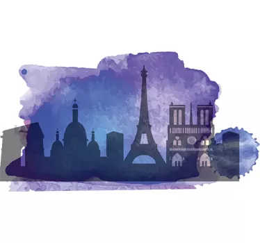 Vinilo decorativo silueta París acuarela - TenVinilo