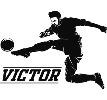 Vinilo personalizable futbolista chutando pelota - TenVinilo