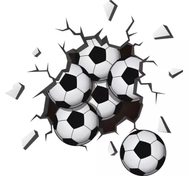 Vinilo fútbol pelotas cayendo de la pared - TenVinilo