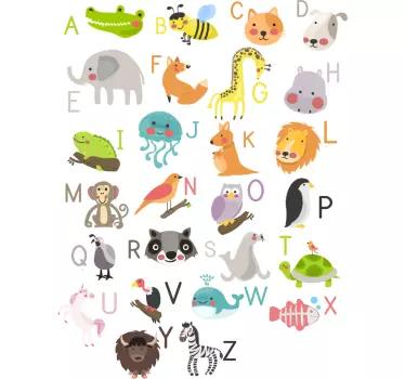 Vinilo educativo alfabeto animal inglés - TenVinilo