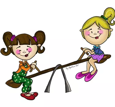 vinilo infantil amigas balancin - TenVinilo