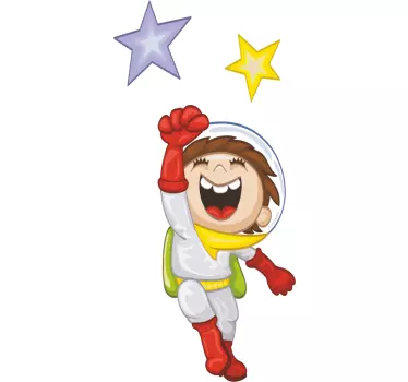 Vinilo infantil astronauta de color - TenVinilo