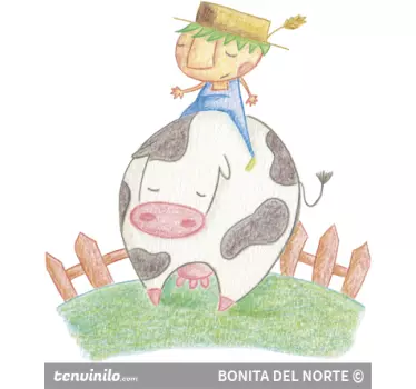 Vinilo infantil Beto y vaca - TenVinilo